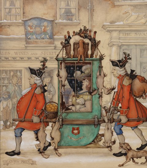 Anton Pieck | Christmas shopping with palanquin, 1969