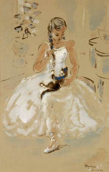 Gerard Hordijk | Ballerina met spelende poes, 1952