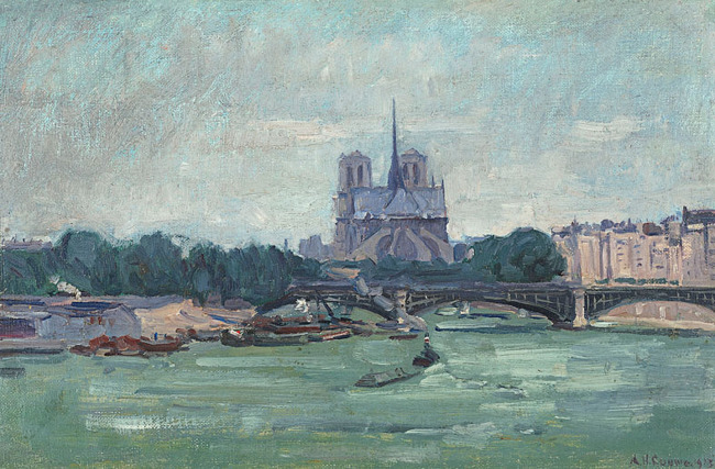 Herman Gouwe | Seine met de Notre Dame te Parijs, 1913