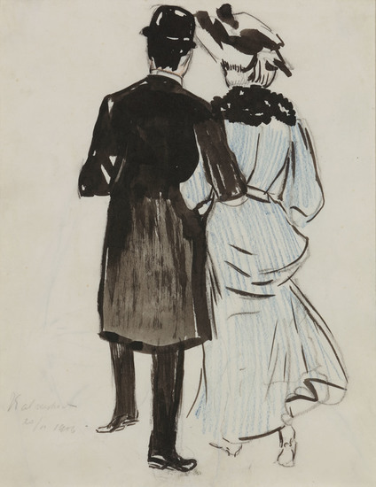 Jan Sluijters | Flanerend paar in de Amsterdamse Kalverstraat, 1906