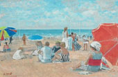 La famille du peintre, sur la plage de Trouville.