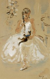 Ballerina with playing cat, 1952