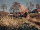 Summer landscape with farm