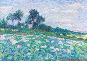 Landschap met bloeiende lelies