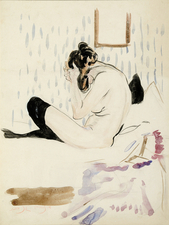 Sitting nude with black stockings, 1906