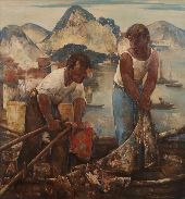 Vissersmannen aan het Lago di Como